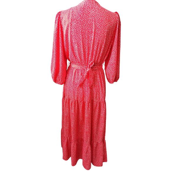 Glamorous Bloom Women Maxi Wrap Dress With Balloon Sleeves Detached Tie Closure - Picture 7 of 8